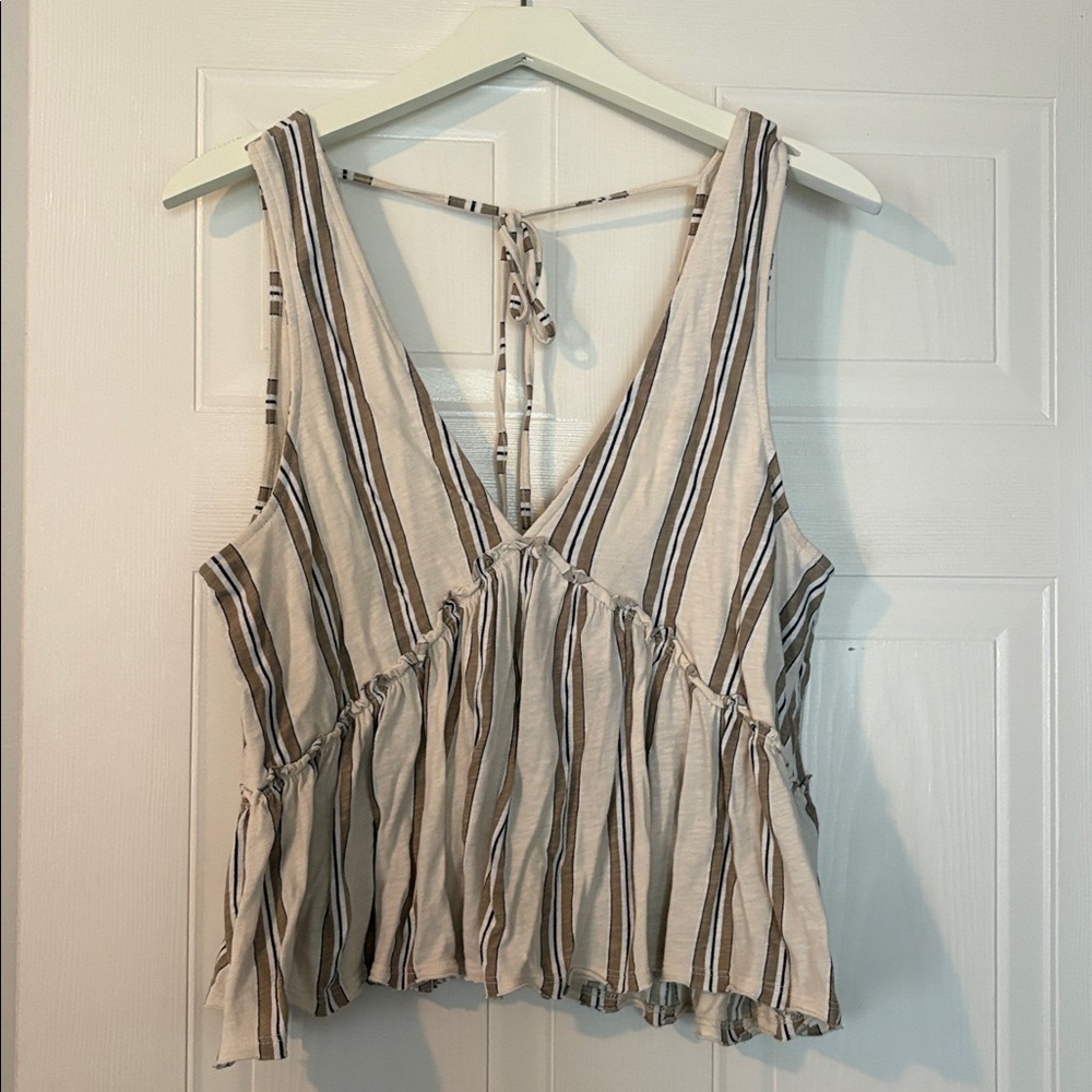 American Eagle Outfitters Beige and Black Striped Top